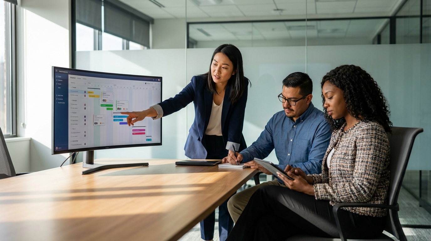 FlowDeck feature overview showing connected workflow elements